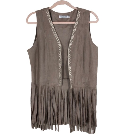 Solitaire Super Soft, Lightweight Faux Suede Fringe Vest, Boho, Western, Rodeo L - Picture 1 of 8
